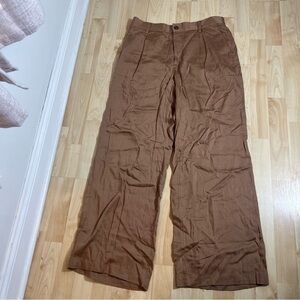 Lands End Womens Brown New With Tags Tencel Baggy High Rise Pants Size 14
